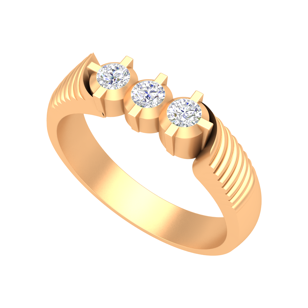 Elegant Essence Tri Stone Men's Ring - Nine
