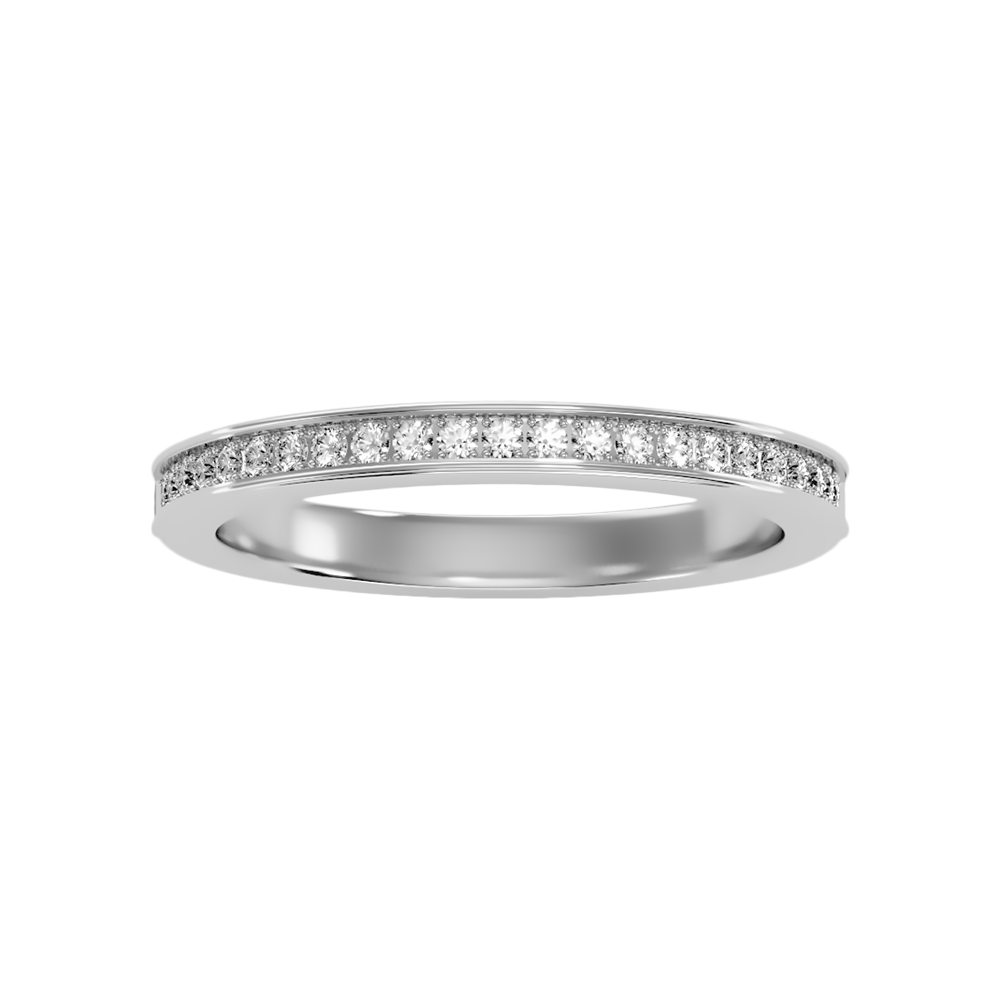 Elegant Half Eternity Wedding Band In 925 Sterling Silver - Three