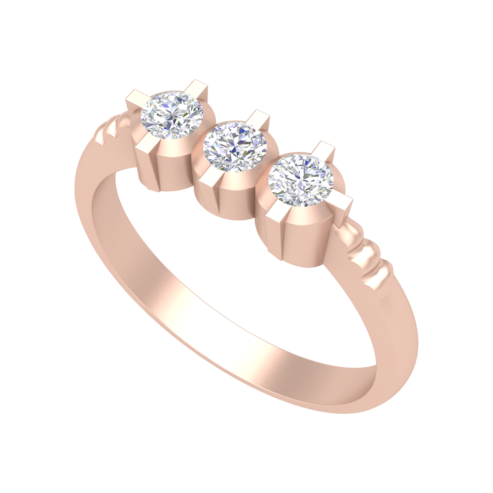 Elegant Layers Tri Stone Ring - One