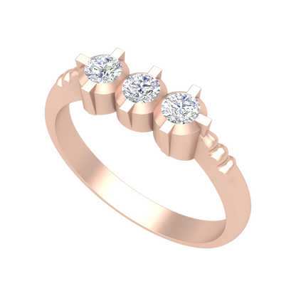 Elegant Layers Tri Stone Ring In 925 Sterling Silver - One