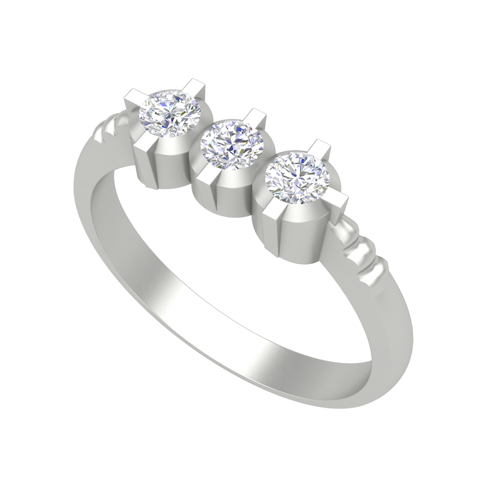 Elegant Layers Tri Stone Ring In 925 Sterling Silver - Five
