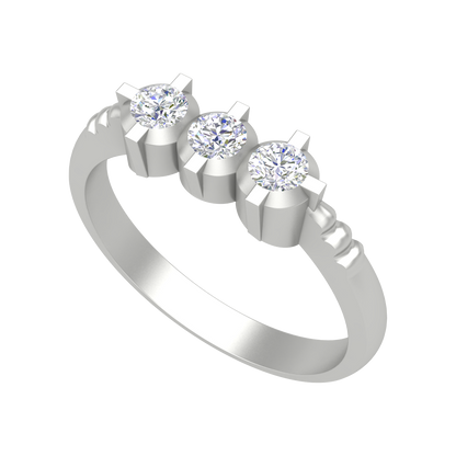 Elegant Layers Tri Stone Ring - Five