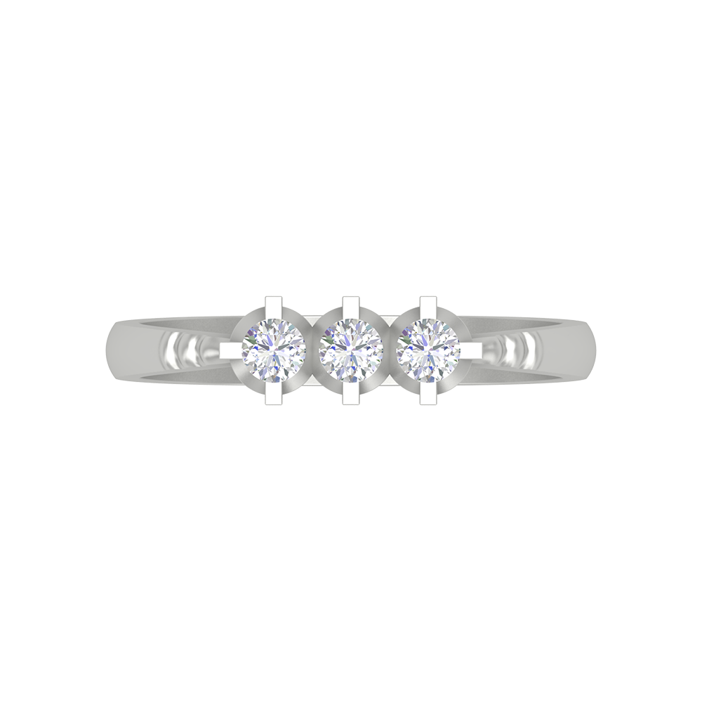 Elegant Layers Tri Stone Ring - Six