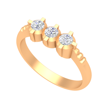 Elegant Layers Tri Stone Ring - Nine