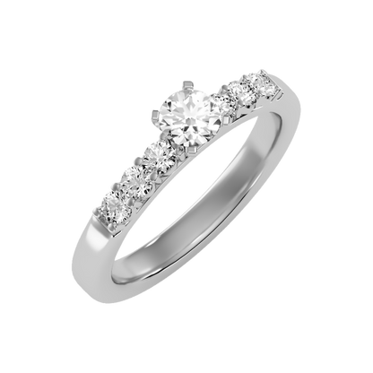 Elevated Solitaire Ring In 925 Sterling Silver - One