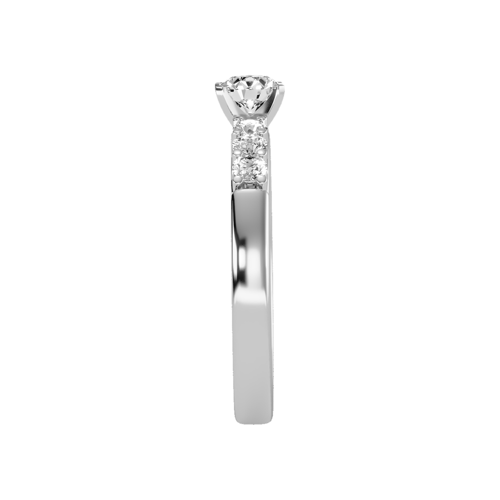 Elevated Solitaire Ring In 925 Sterling Silver - Four
