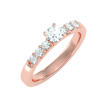 Elevated Solitaire Ring In 925 Sterling Silver - Five