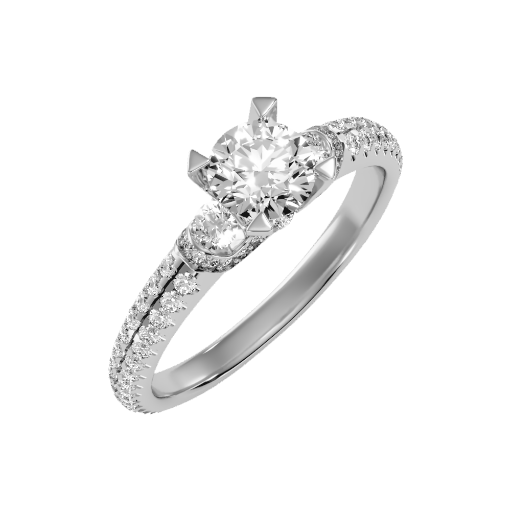 Elight Tri Stone Ring In 925 Sterling Silver - One