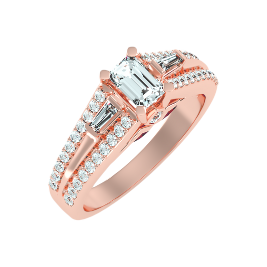 Ellie Emerald Diamond Ring In 925 Sterling Silver - One