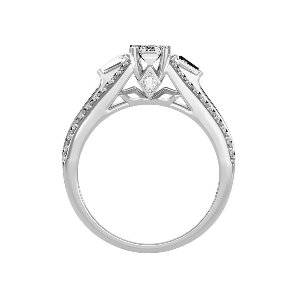 Ellie Emerald Diamond Ring In 925 Sterling Silver - Eight
