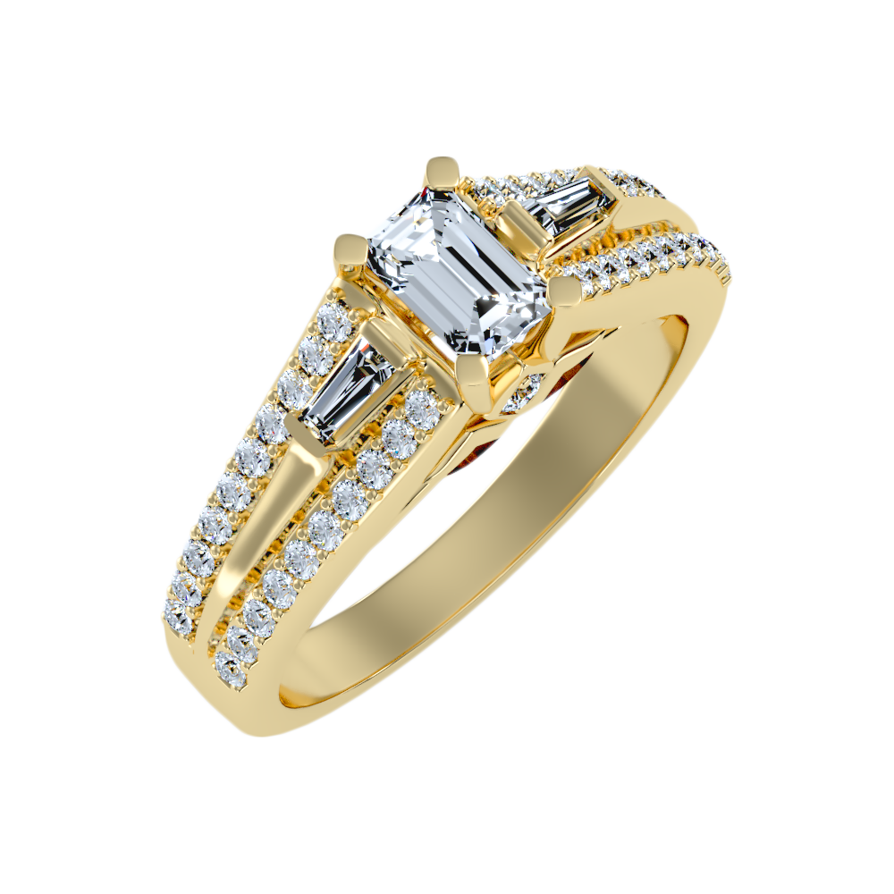 Ellie Emerald Diamond Ring In 925 Sterling Silver - Nine