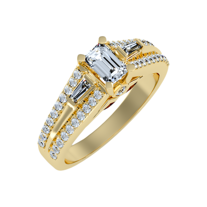 Ellie Emerald Diamond Ring In 925 Sterling Silver - Nine
