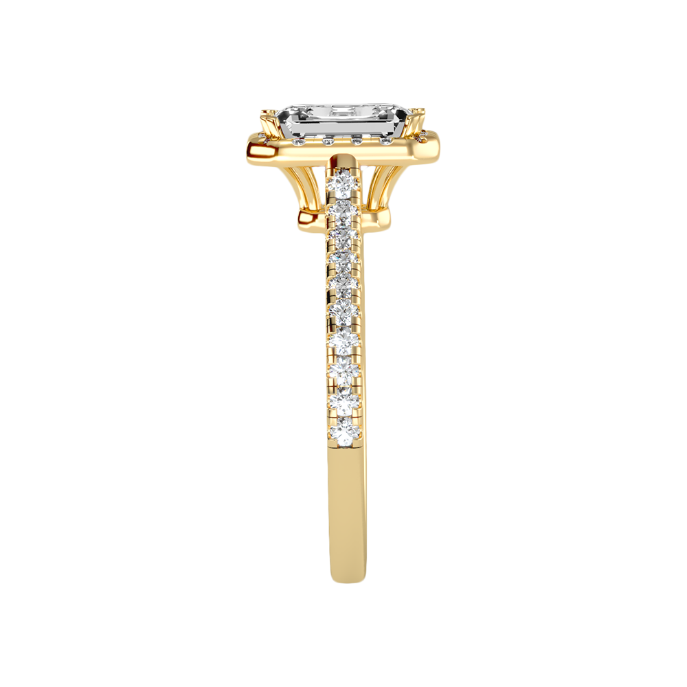 Emerald Cut Halo Diamond Engagement Ring - Eleven