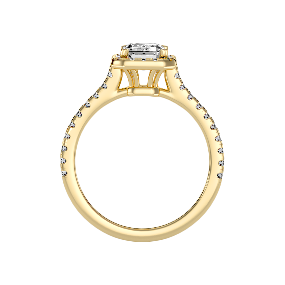 Emerald Cut Halo Diamond Engagement Ring - Twelve
