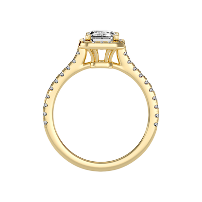 Emerald Cut Halo Diamond Engagement Ring In 925 Sterling Silver - Twelve