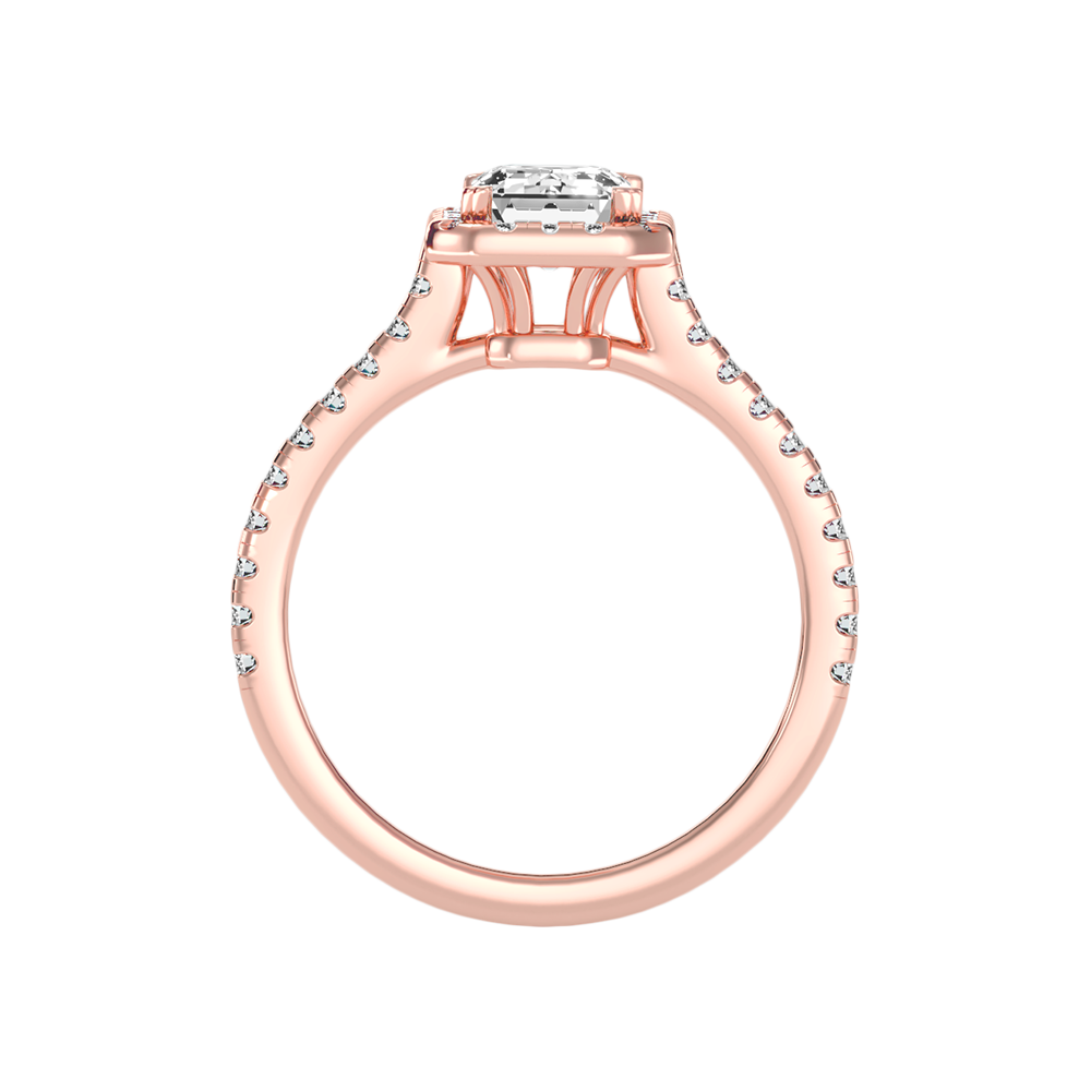 Emerald Cut Halo Diamond Engagement Ring - Two