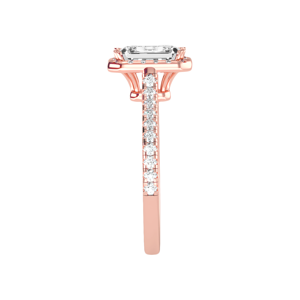 Emerald Cut Halo Diamond Engagement Ring - Four