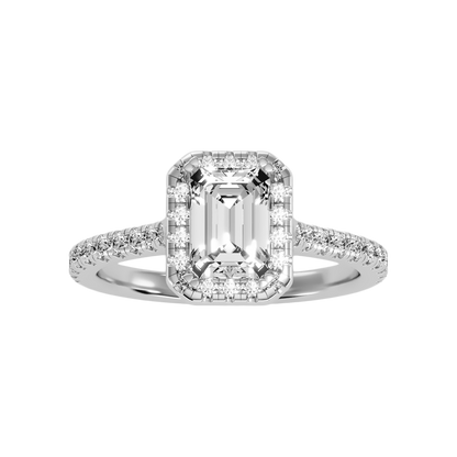 Emerald Cut Halo Diamond Engagement Ring - Six