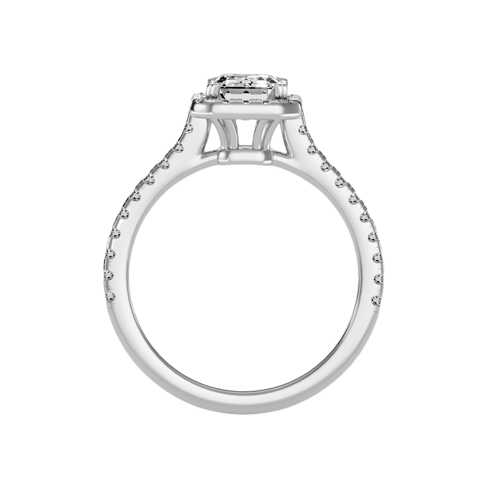 Emerald Cut Halo Diamond Engagement Ring In 925 Sterling Silver - Eight