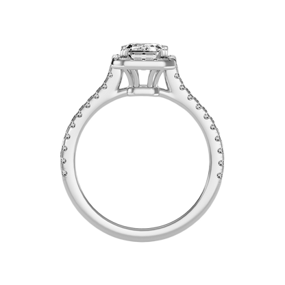 Emerald Cut Halo Diamond Engagement Ring In 925 Sterling Silver - Eight