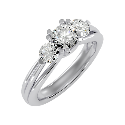 Emerald Seas Tri Stone Ring In 925 Sterling Silver - Five