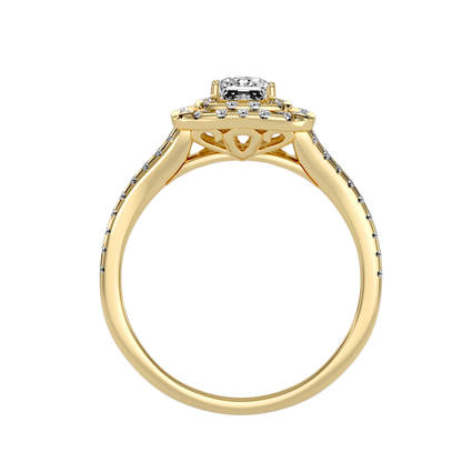 Rose Gold Emerald Cut Diamond Halo Engagement Ring With Pav Band - Ten