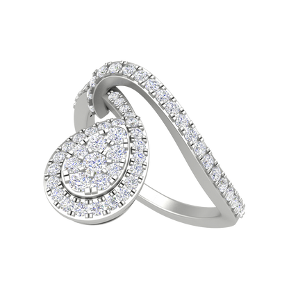 Endless Diamonds Cluster Ring In 925 Sterling Silver - Five