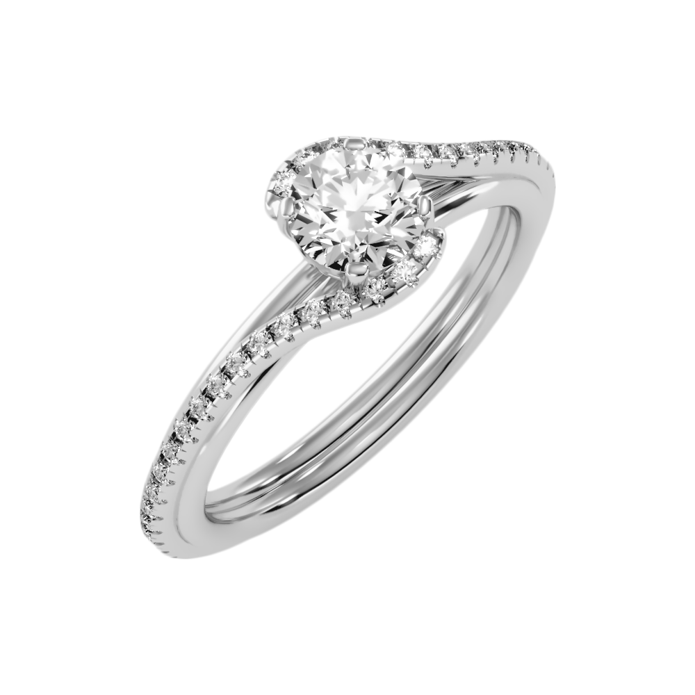 Enthusiasm Halo Ring In 925 Sterling Silver - One
