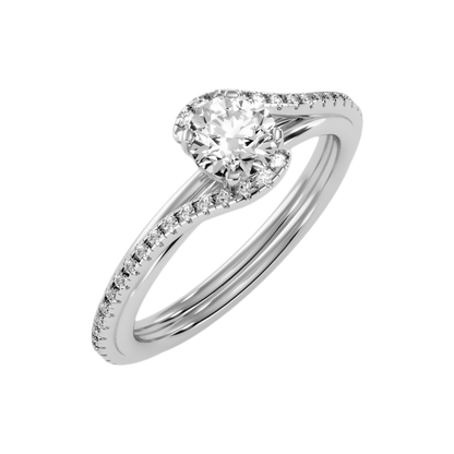 Enthusiasm Halo Ring In 925 Sterling Silver - One