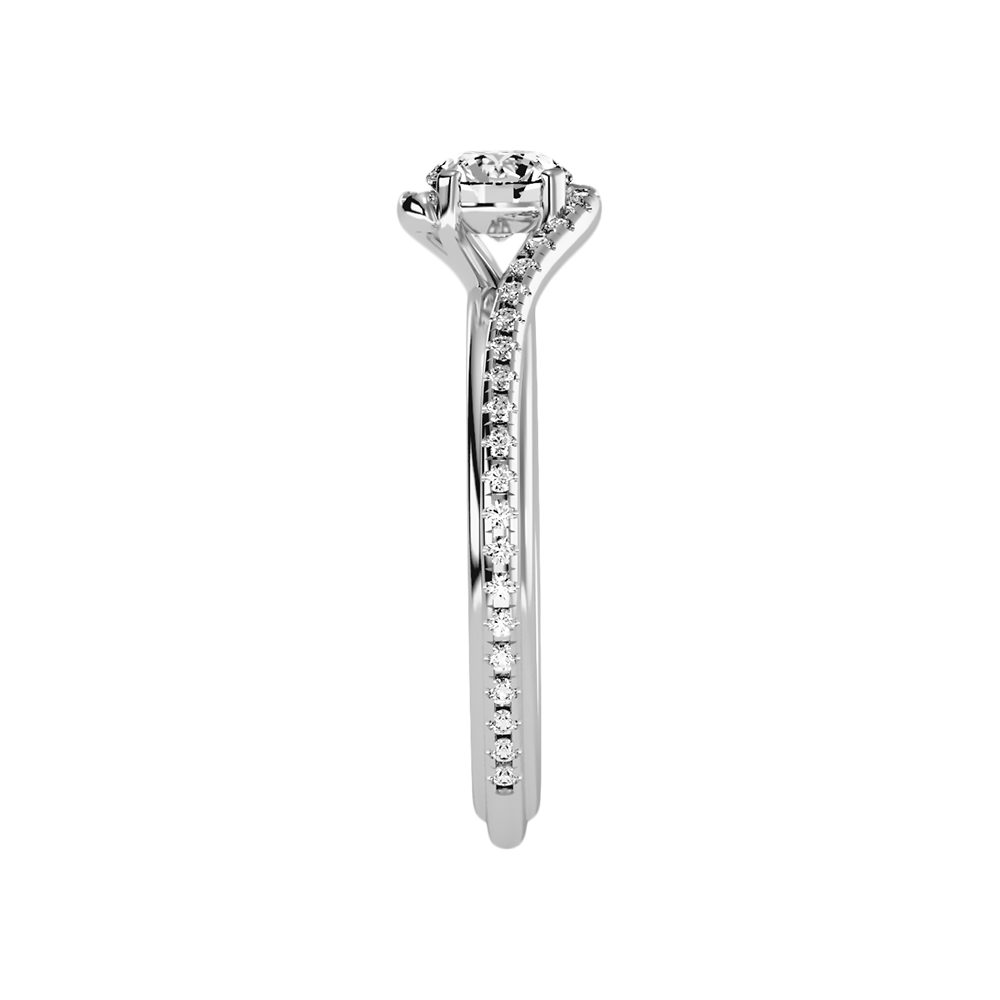 Enthusiasm Halo Ring In 925 Sterling Silver - Four