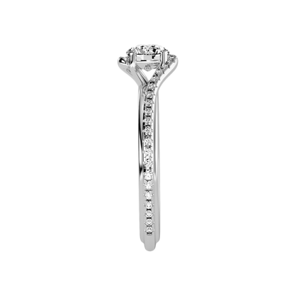 Enthusiasm Halo Ring In 925 Sterling Silver - Four