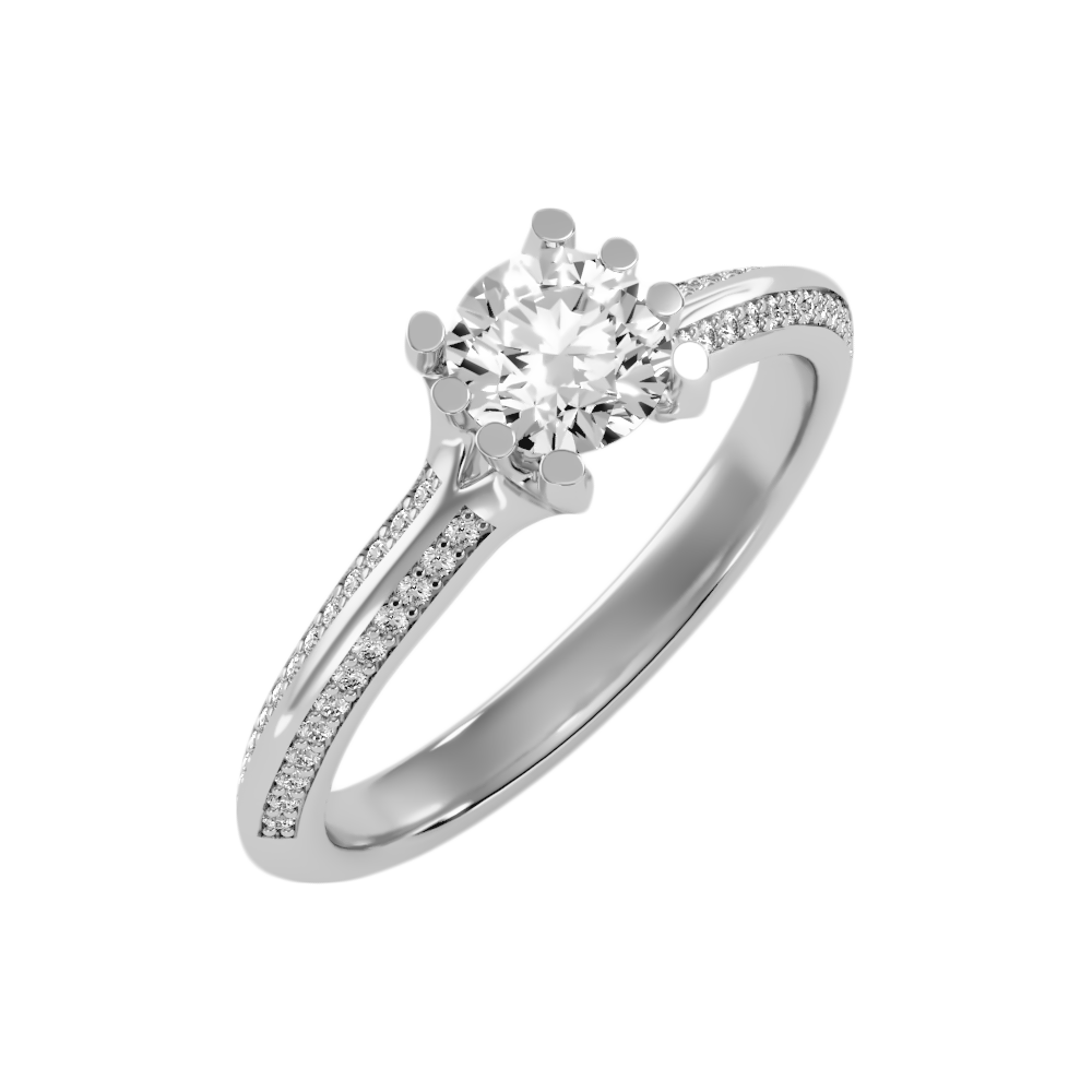 Esquirla Solitaire Ring In 925 Sterling Silver - One
