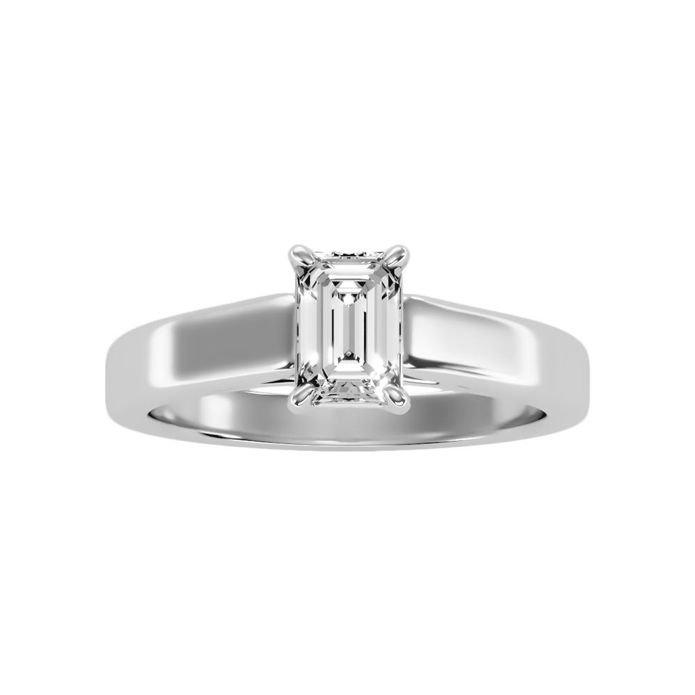 Etoile Emerald Solitaire Ring In 925 Sterling Silver - Two