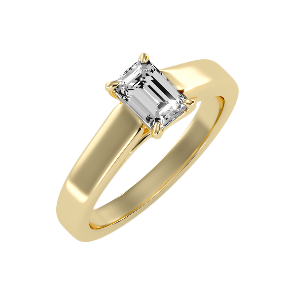 Etoile Emerald Solitaire Ring In 925 Sterling Silver - Nine