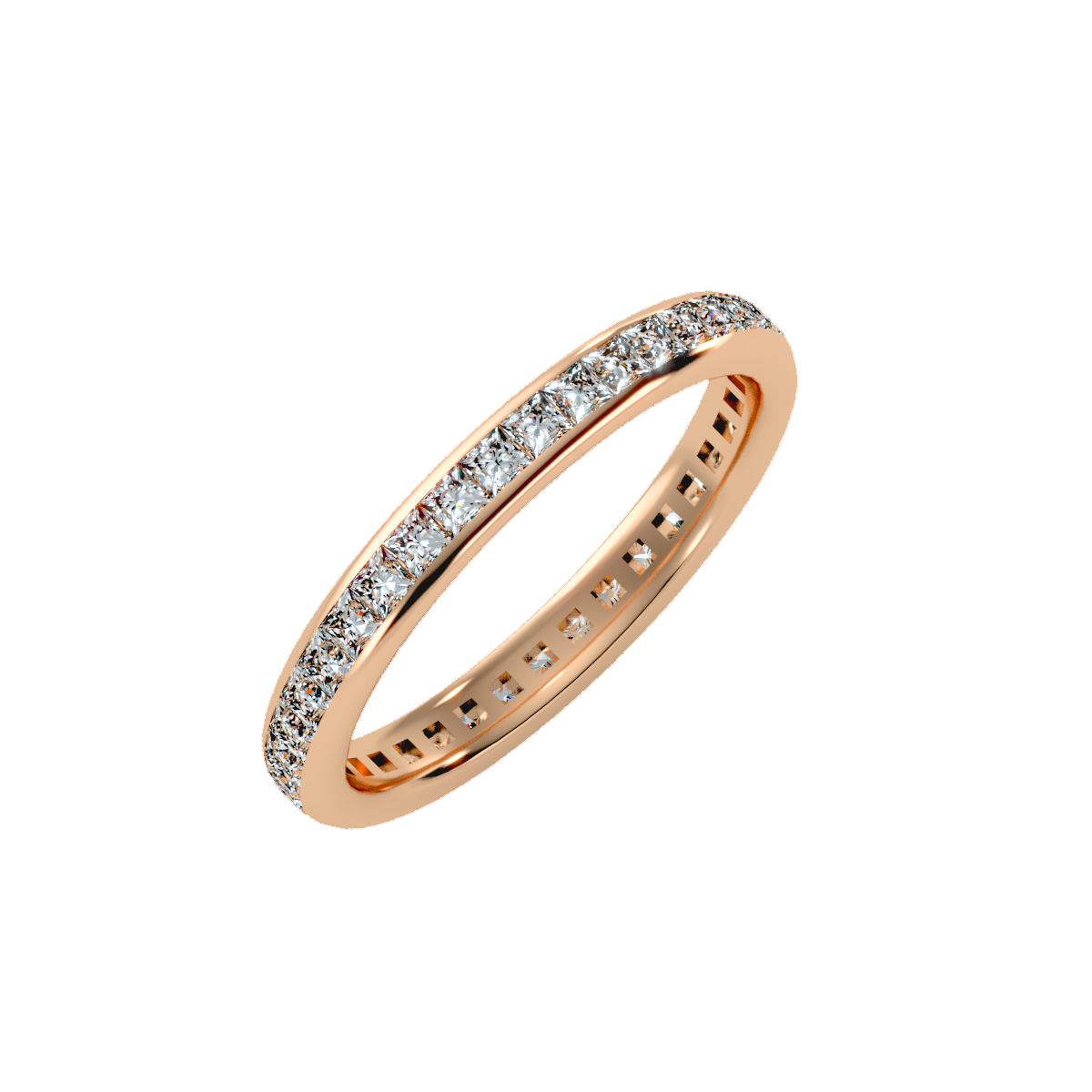 Rose Gold Diamond Eternity Wedding Band Ring - One