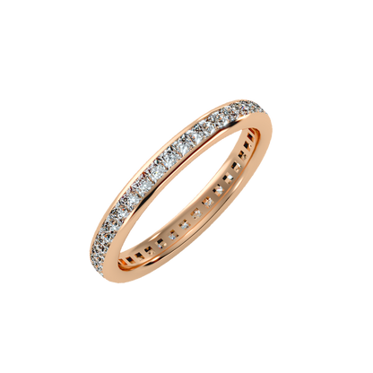 Rose Gold Diamond Eternity Wedding Band Ring - One