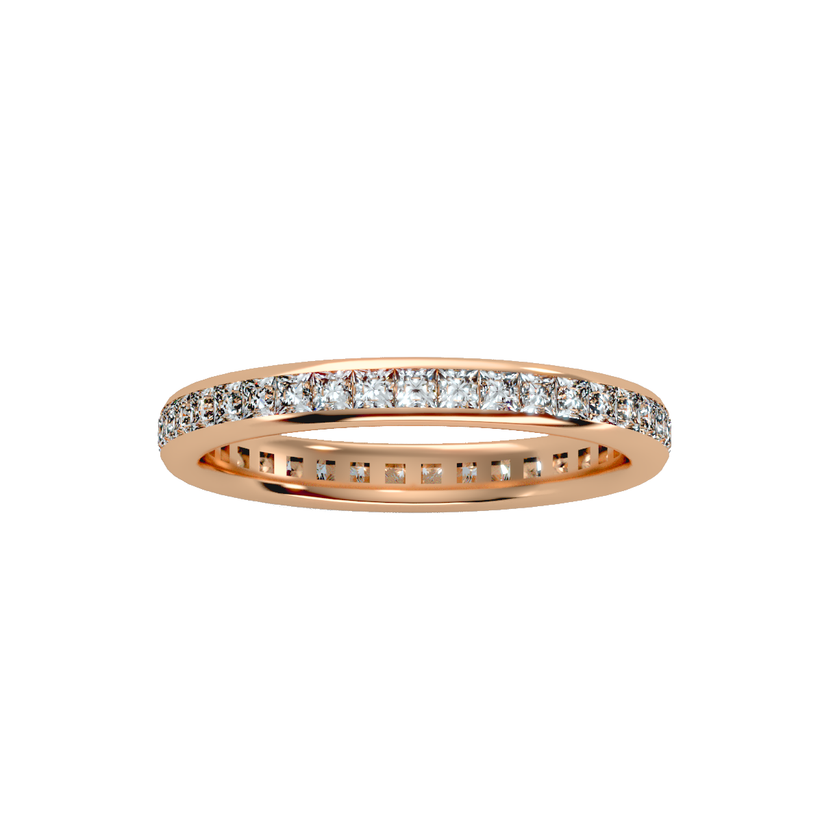 Rose Gold Diamond Eternity Wedding Band Ring - Five