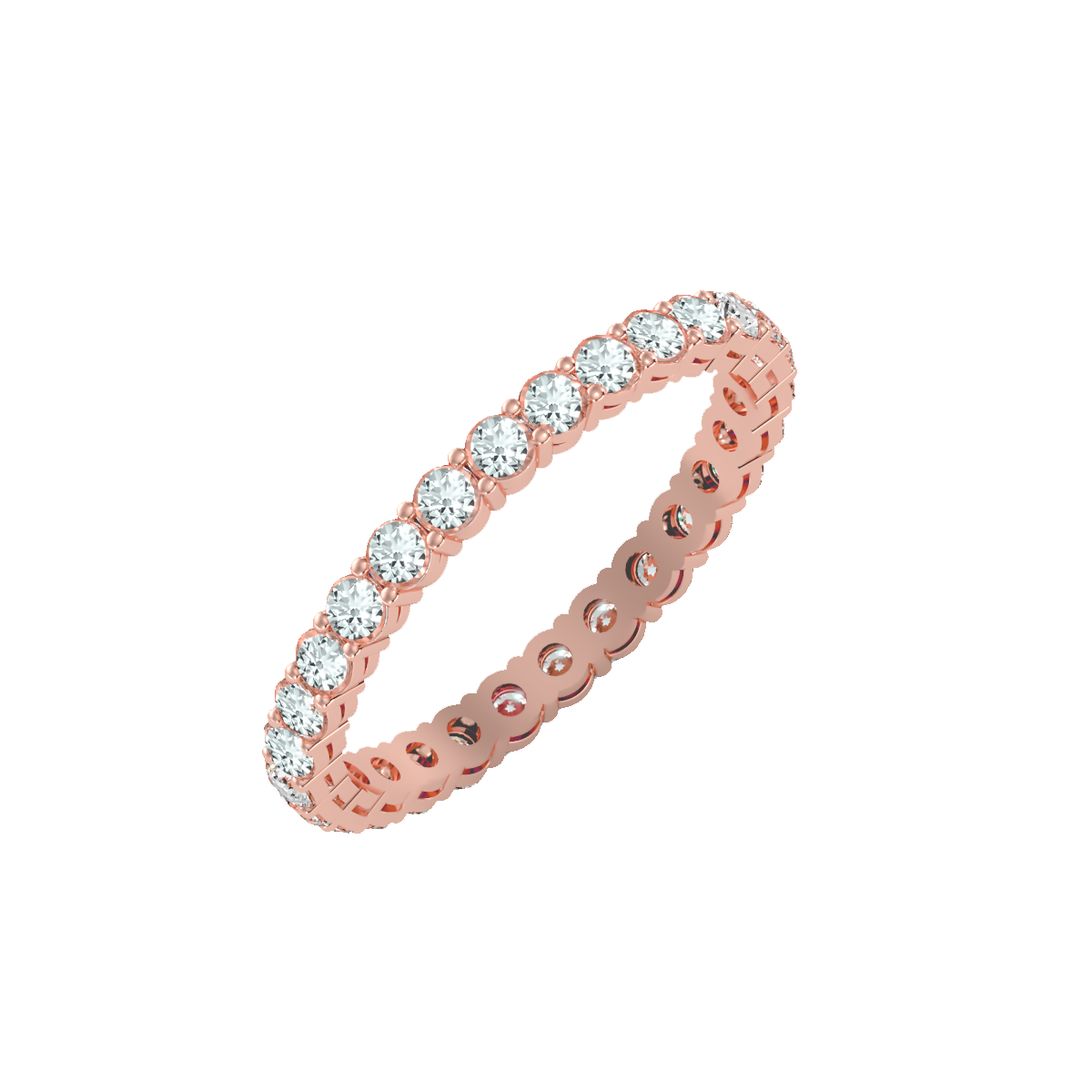 Rose Gold Diamond Eternity Band Ring With Greek Key Design - Three