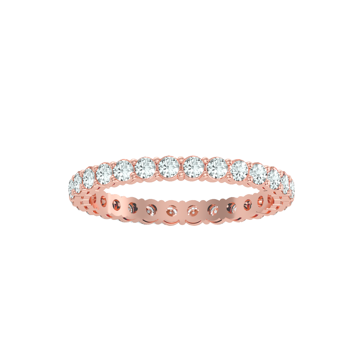 Rose Gold Diamond Eternity Band Ring With Greek Key Design - Five