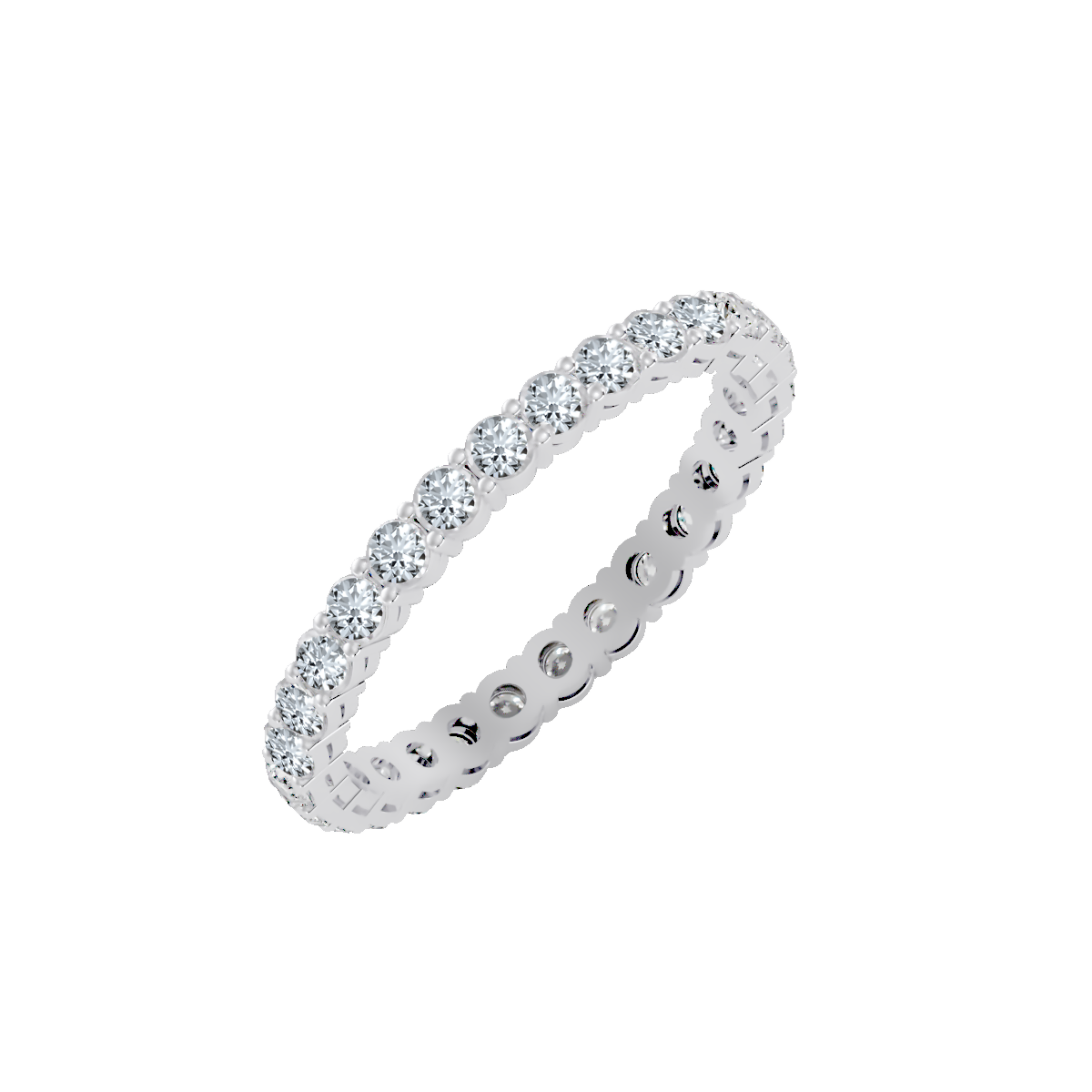 Rose Gold Diamond Eternity Band Ring With Greek Key Design - Seven