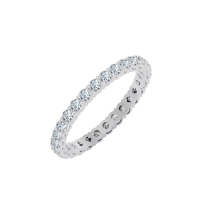 Rose Gold Diamond Eternity Band Ring With Greek Key Design - Seven
