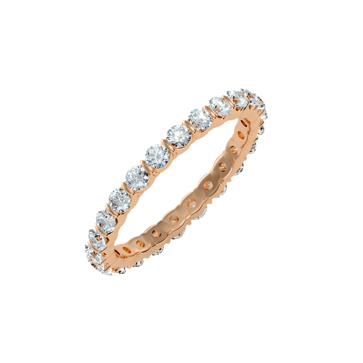 Rose Gold Diamond Eternity Band Ring - Three
