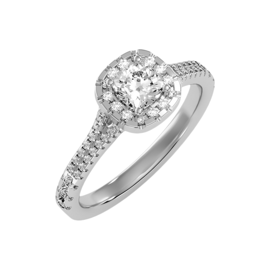 Excellent Halo Engagement Ring In 925 Sterling Silver - One
