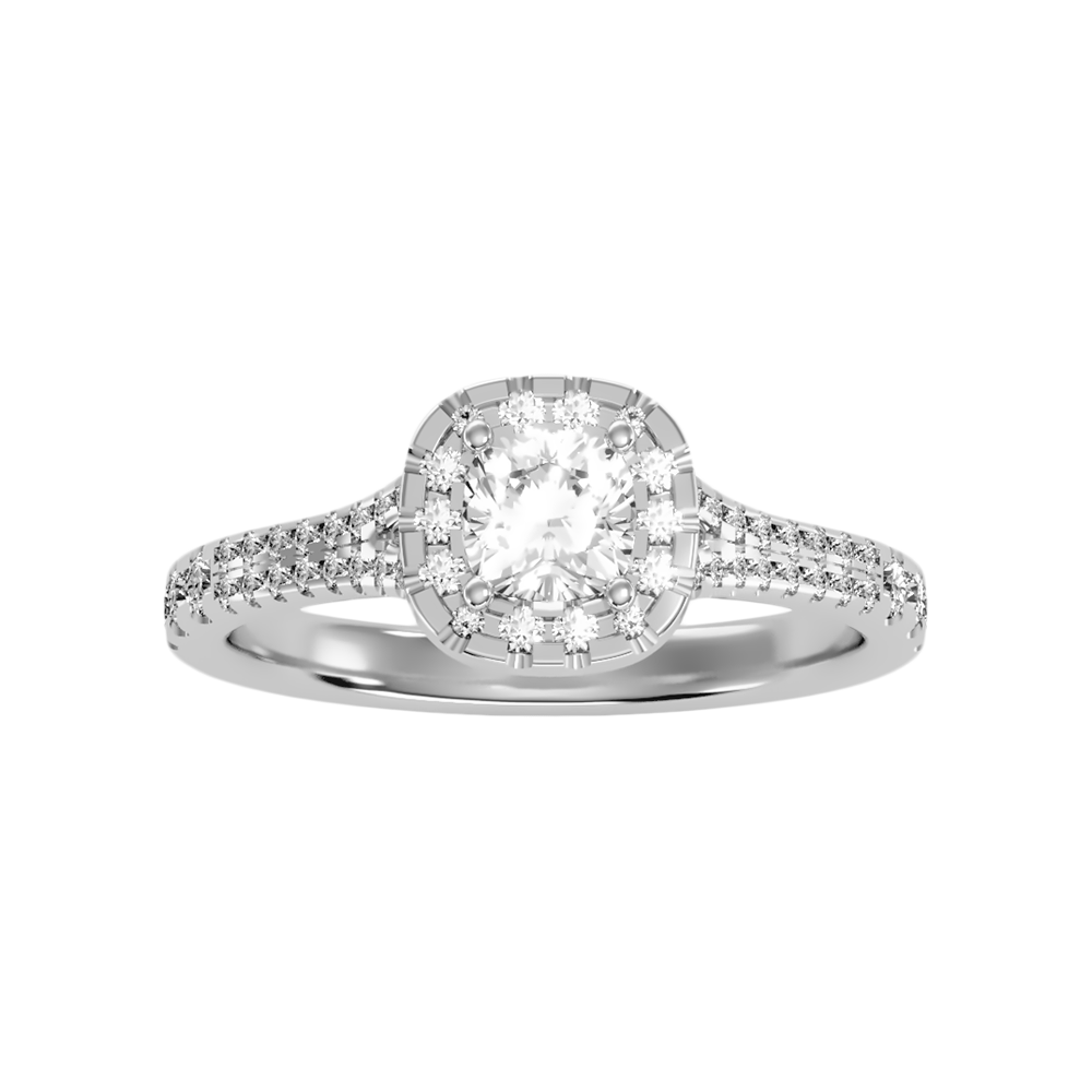 Excellent Halo Engagement Ring In 925 Sterling Silver - Three