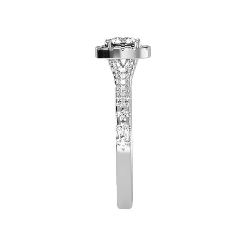 Excellent Halo Engagement Ring In 925 Sterling Silver - Four