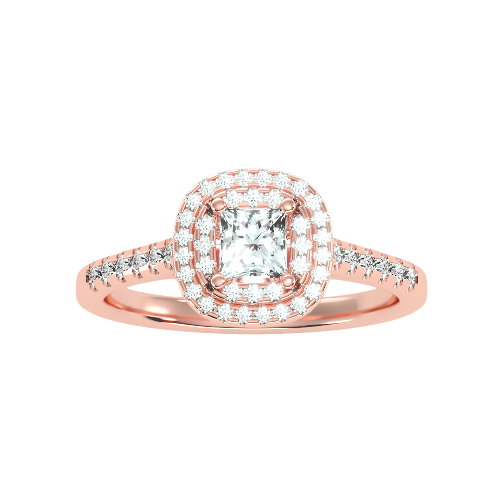 Exceptional Halo Diamond Engagement Ring In 925 Sterling Silver - Ten