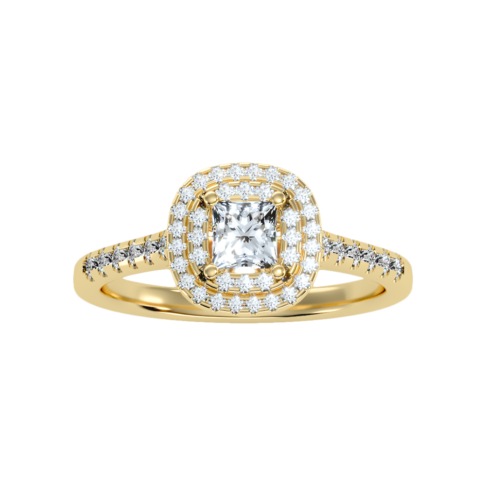Exceptional Halo Diamond Engagement Ring In 925 Sterling Silver - Three