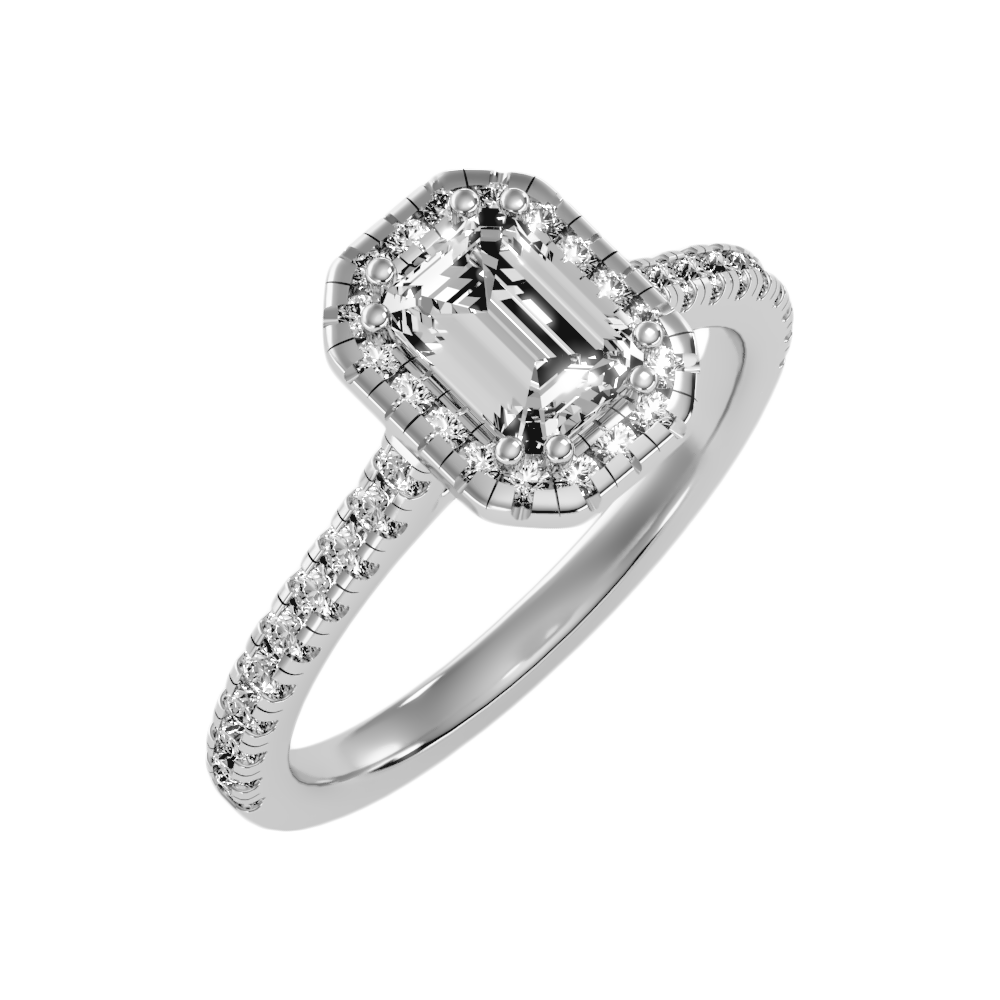 Extraordinary Diamond Halo Engagement Ring In 925 Sterling Silver - Two