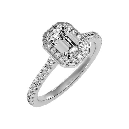 Extraordinary Diamond Halo Engagement Ring In 925 Sterling Silver - Two