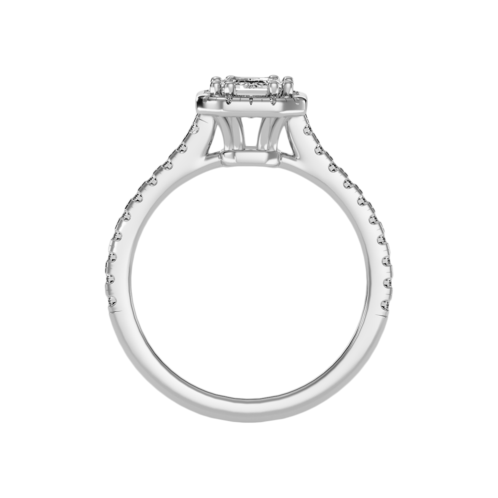 Extraordinary Diamond Halo Engagement Ring In 925 Sterling Silver - Three